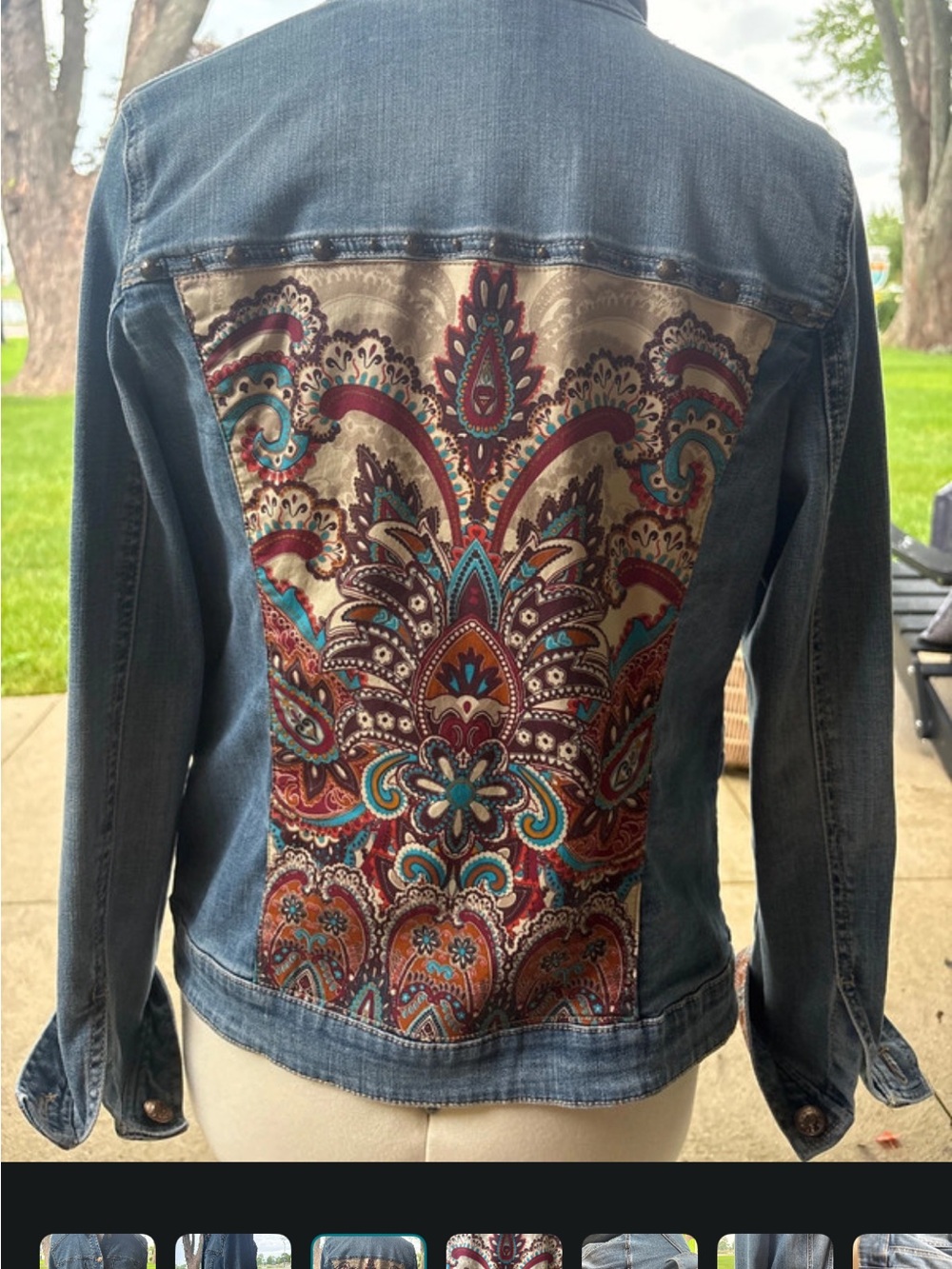 Chico's Washed Blue Denim Button-Front Jean Jacket Western look Size 0